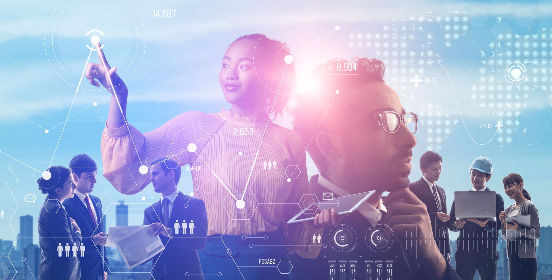 Global communication network concept. Worldwide business. Human resources.